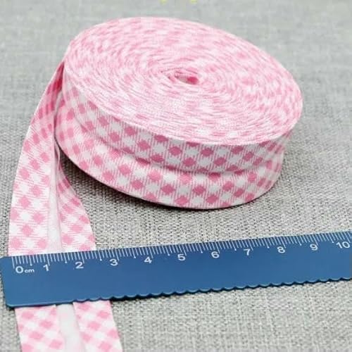 Schrägband aus Baumwolle, Punkte, Gitter, Streifen, Schottenkaro, kariert, schottisch bedruckt, 25 mm x 5 m, Rolle, Baumwoll-Twill, Falte 18, rosa Gitter, 2,5 Schrägband aus Baumwolle, Punkte, Gitter, Streifen, Schottenkaro, kariert, schottisch bedruckt, 25 mm x 5 m, Rolle, Baumwoll-Twill, Falte 18, rosa Gitter, 2,5 von AYHTUD