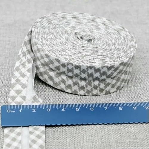Schrägband aus Baumwolle, Punkte, Gitter, Streifen, Schottenkaro, kariert, schottisch bedruckt, 25 mm x 5 m, Rolle, Baumwoll-Twill, Falte 23, graues Gitter, 2 Schrägband aus Baumwolle, Punkte, Gitter, Streifen, Schottenkaro, kariert, schottisch bedruckt, 25 mm x 5 m, Rolle, Baumwoll-Twill, Falte 23, graues Gitter, 2 von AYHTUD