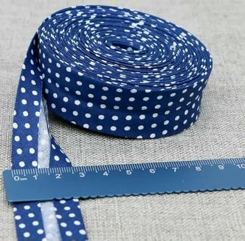 Schrägband aus Baumwolle, Punkte, Gitter, Streifen, Schottenkaro, kariert, schottisch bedruckt, 25 mm x 5 m, Rolle, Baumwoll-Twill, gefaltet, 10 marineblaue P Schrägband aus Baumwolle, Punkte, Gitter, Streifen, Schottenkaro, kariert, schottisch bedruckt, 25 mm x 5 m, Rolle, Baumwoll-Twill, gefaltet, 10 marineblaue P von AYHTUD
