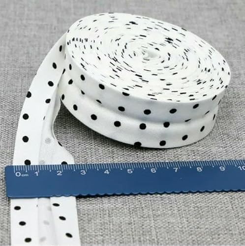 Schrägband aus Baumwolle, Punkte, Gitter, Streifen, Schottenkaro, kariert, schottisch bedruckt, 25 mm x 5 m, Rolle, Baumwoll-Twill, gefaltet, 12 weiße und sch Schrägband aus Baumwolle, Punkte, Gitter, Streifen, Schottenkaro, kariert, schottisch bedruckt, 25 mm x 5 m, Rolle, Baumwoll-Twill, gefaltet, 12 weiße und sch von AYHTUD