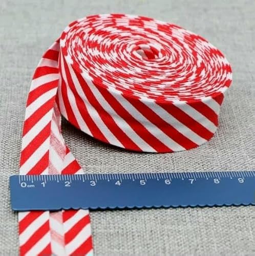 Schrägband aus Baumwolle, Punkte, Gitter, Streifen, Schottenkaro, kariert, schottisch bedruckt, 25 mm x 5 m, Rolle, Baumwoll-Twill, gefaltet, 30 rote Streifen Schrägband aus Baumwolle, Punkte, Gitter, Streifen, Schottenkaro, kariert, schottisch bedruckt, 25 mm x 5 m, Rolle, Baumwoll-Twill, gefaltet, 30 rote Streifen von AYHTUD