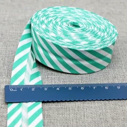 Schrägband aus Baumwolle, Punkte, Gitter, Streifen, Schottenkaro, kariert, schottisch bedruckt, 25 mm x 5 m, Rolle, Baumwoll-Twill, gefaltet, 33 l, grüne Stre Schrägband aus Baumwolle, Punkte, Gitter, Streifen, Schottenkaro, kariert, schottisch bedruckt, 25 mm x 5 m, Rolle, Baumwoll-Twill, gefaltet, 33 l, grüne Stre von AYHTUD