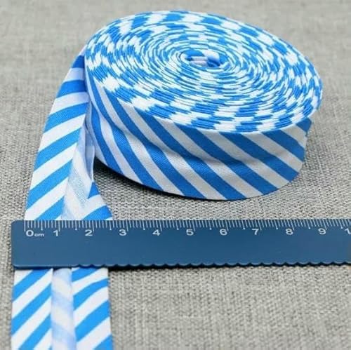 Schrägband aus Baumwolle, Punkte, Gitter, Streifen, Schottenkaro, kariert, schottisch bedruckt, 25 mm x 5 m, Rolle, Baumwoll-Twill, gefaltet, 34 blaue Streife Schrägband aus Baumwolle, Punkte, Gitter, Streifen, Schottenkaro, kariert, schottisch bedruckt, 25 mm x 5 m, Rolle, Baumwoll-Twill, gefaltet, 34 blaue Streife von AYHTUD