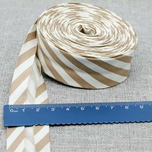 Schrägband aus Baumwolle, Punkte, Gitter, Streifen, Schottenkaro, kariert, schottisch bedruckt, 25 mm x 5 m, Rolle, Baumwoll-Twill, gefaltet, 37 beige Streife Schrägband aus Baumwolle, Punkte, Gitter, Streifen, Schottenkaro, kariert, schottisch bedruckt, 25 mm x 5 m, Rolle, Baumwoll-Twill, gefaltet, 37 beige Streife von AYHTUD
