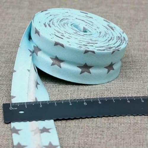 Schrägband aus Baumwolle, Punkte, Gitter, Streifen, Schottenkaro, kariert, schottisch bedruckt, 25 mm x 5 m, Rolle, Baumwoll-Twill, gefaltet, 40 Seeblau, Ster Schrägband aus Baumwolle, Punkte, Gitter, Streifen, Schottenkaro, kariert, schottisch bedruckt, 25 mm x 5 m, Rolle, Baumwoll-Twill, gefaltet, 40 Seeblau, Ster von AYHTUD
