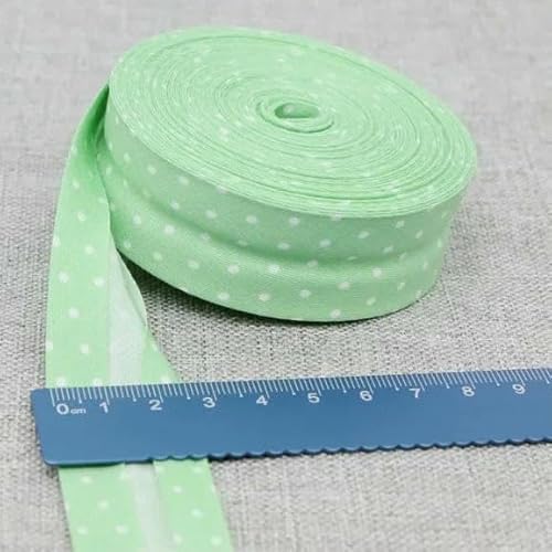 Schrägband aus Baumwolle, Punkte, Gitter, Streifen, Schottenkaro, kariert, schottisch bedruckt, 25 mm x 5 m, Rolle, Baumwoll-Twill, gefaltet, 6 L, grüne Punkt Schrägband aus Baumwolle, Punkte, Gitter, Streifen, Schottenkaro, kariert, schottisch bedruckt, 25 mm x 5 m, Rolle, Baumwoll-Twill, gefaltet, 6 L, grüne Punkt von AYHTUD