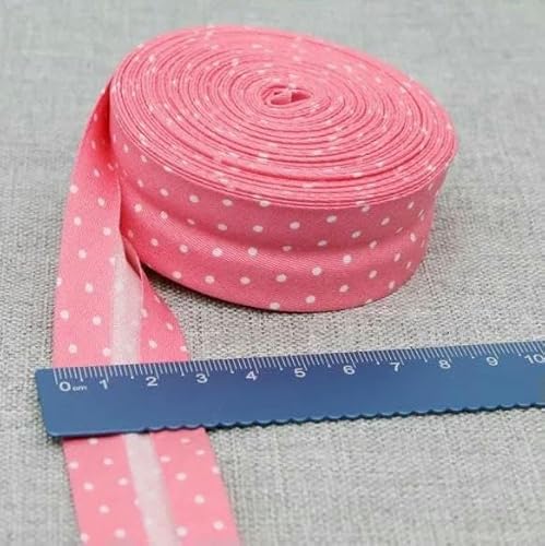 Schrägband aus Baumwolle, Punkte, Gitter, Streifen, Schottenkaro, kariert, schottisch bedruckt, 25 mm x 5 m, Rolle, Baumwoll-Twill, gefaltet, 7 pinke Punkte, Schrägband aus Baumwolle, Punkte, Gitter, Streifen, Schottenkaro, kariert, schottisch bedruckt, 25 mm x 5 m, Rolle, Baumwoll-Twill, gefaltet, 7 pinke Punkte, von AYHTUD