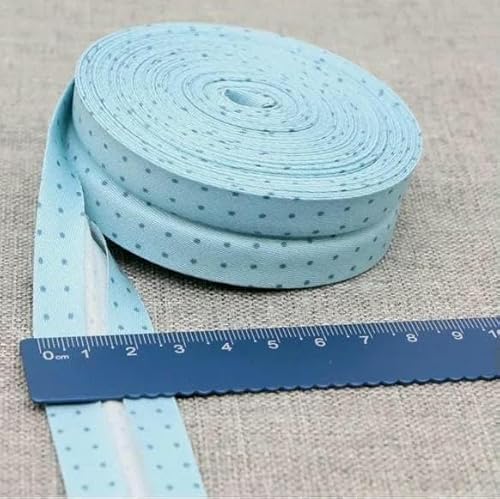 Schrägband aus Baumwolle, Punkte, Gitter, Streifen, Schottenkaro, kariert, schottisch bedruckt, 25 mm x 5 m, Rolle, Baumwoll-Twill, gefaltet, 8 blaue Punkte, Schrägband aus Baumwolle, Punkte, Gitter, Streifen, Schottenkaro, kariert, schottisch bedruckt, 25 mm x 5 m, Rolle, Baumwoll-Twill, gefaltet, 8 blaue Punkte, von AYHTUD