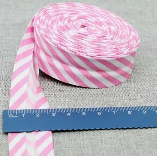 Schrägband aus Baumwolle, Punkte, Gitter, Streifen, Schottenkaro, kariert, schottisch bedruckt, 25 mm x 5 m, Rolle, Baumwoll-Twill, gefaltet – 29 rosa Streif Schrägband aus Baumwolle, Punkte, Gitter, Streifen, Schottenkaro, kariert, schottisch bedruckt, 25 mm x 5 m, Rolle, Baumwoll-Twill, gefaltet – 29 rosa Streif von AYHTUD