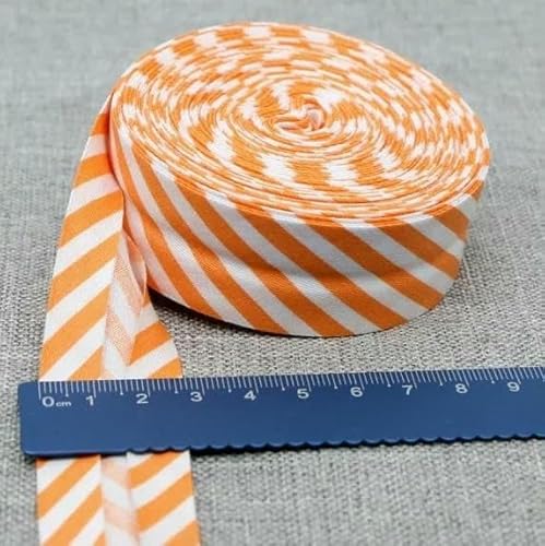 Schrägband aus Baumwolle, Punkte, Gitter, Streifen, Schottenkaro, kariert, schottisch bedruckt, 25 mm x 5 m, Rolle, Baumwoll-Twill, gefaltet – 31 orange Stre Schrägband aus Baumwolle, Punkte, Gitter, Streifen, Schottenkaro, kariert, schottisch bedruckt, 25 mm x 5 m, Rolle, Baumwoll-Twill, gefaltet – 31 orange Stre von AYHTUD