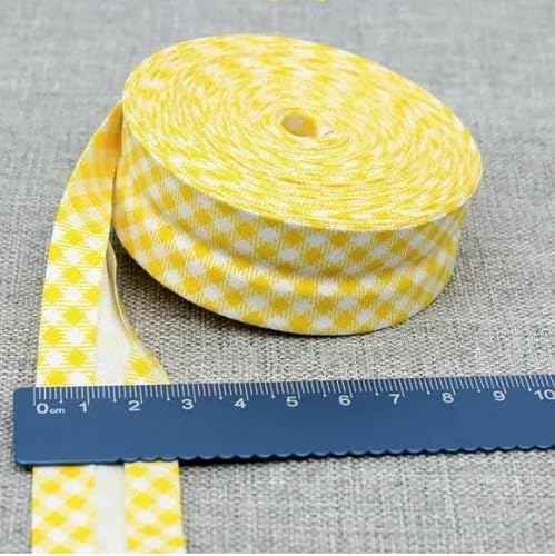 Schrägband aus Baumwolle, Punkte, Gitter, Streifen, Schottenkaro, kariert, schottisch bedruckt, 25 mm x 5 m, Rolle, Baumwoll-Twill-Stoff, Falz 20, gelbes Gitt Schrägband aus Baumwolle, Punkte, Gitter, Streifen, Schottenkaro, kariert, schottisch bedruckt, 25 mm x 5 m, Rolle, Baumwoll-Twill-Stoff, Falz 20, gelbes Gitt von AYHTUD