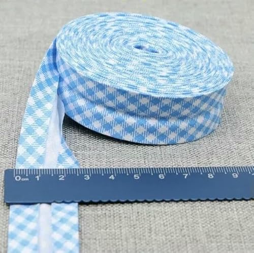 Schrägband aus Baumwolle, Punkte, Gitter, Streifen, Schottenkaro, kariert, schottisch bedruckt, 25 mm x 5 m, Rolle, Baumwoll-Twill-Stoff, Falz 25, Himmelblaue Schrägband aus Baumwolle, Punkte, Gitter, Streifen, Schottenkaro, kariert, schottisch bedruckt, 25 mm x 5 m, Rolle, Baumwoll-Twill-Stoff, Falz 25, Himmelblaue von AYHTUD