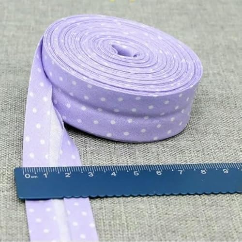 Schrägband aus Baumwolle, Punkte, Gitter, Streifen, Schottenkaro, kariert, schottisch bedruckt, 25 mm x 5 m, Rolle, Baumwolltwill, gefaltet, 5 L, lila Punkte, Schrägband aus Baumwolle, Punkte, Gitter, Streifen, Schottenkaro, kariert, schottisch bedruckt, 25 mm x 5 m, Rolle, Baumwolltwill, gefaltet, 5 L, lila Punkte, von AYHTUD
