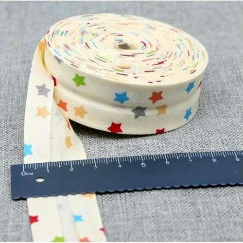 Schrägband aus Baumwolle, Punkte, Gitter, Streifen, Schottenkaro, kariert, schottisch bedruckt, 25 mm x 5 m Rolle, Baumwoll-Twill-Stoff, gefaltet, bunte Stern Schrägband aus Baumwolle, Punkte, Gitter, Streifen, Schottenkaro, kariert, schottisch bedruckt, 25 mm x 5 m Rolle, Baumwoll-Twill-Stoff, gefaltet, bunte Stern von AYHTUD