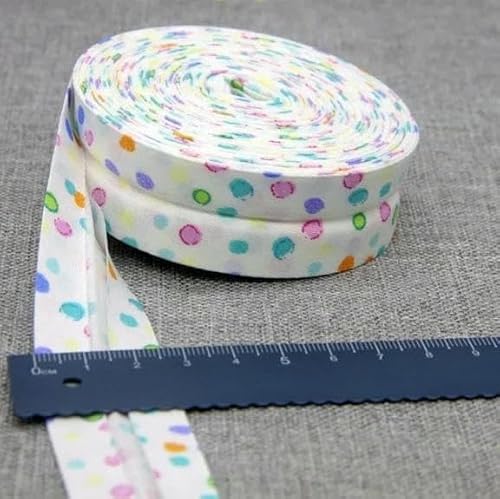 Schrägband aus Baumwolle, Punkte, Gittermuster, Streifen, Schottenkaro, kariert, schottisch bedruckt, 25 mm x 5 m, Rolle, Baumwoll-Twill, gefaltet – 17 bunte Schrägband aus Baumwolle, Punkte, Gittermuster, Streifen, Schottenkaro, kariert, schottisch bedruckt, 25 mm x 5 m, Rolle, Baumwoll-Twill, gefaltet – 17 bunte von AYHTUD