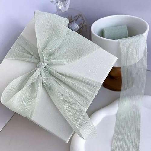 Silbernes funkelndes Chiffon-Band, Faltennetz-Accessoires, helle Seidenfaltenbox, Blumenbündel-Verpackung, Schneegarnband, 11–5 Meter von AYHTUD