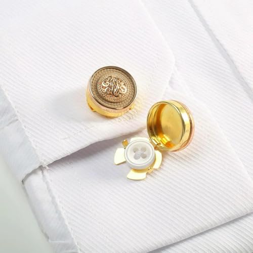 Stück/Set Vintage Metall Manschettenknöpfe Knopfabdeckungen Modische Hemdärmelclips Nahtlose Hemden Kleid Dekorativer Knopf-Grau von AYHTUD