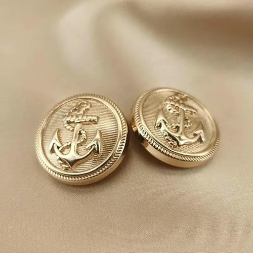 Vintage-Anker-Metallknöpfe für Kleidung, Jacken, Hemden – 15/20/25 mm (10 Stück) Schwarz-Silber-Gold-Mode-Nähknöpfe-1–23,0 mm, 10 Stück von AYHTUD