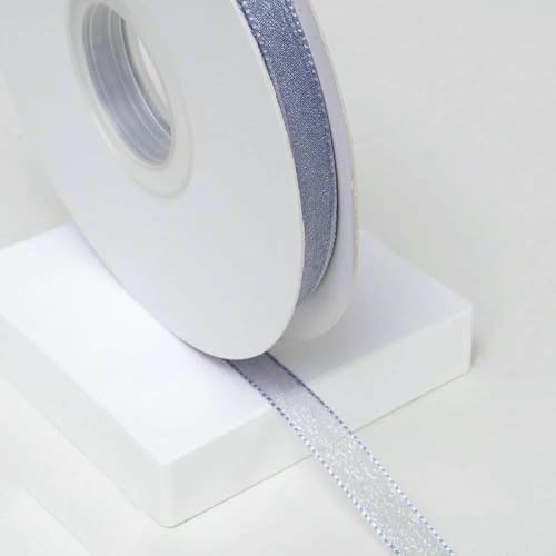 Yards/Los Verschlüsseltes Schneegarnband, transparente Chiffon-Organza-Satinbänder, verziertes Band, Blumenverpackung, Kranz, Spitzenstoff, Grau, 1 cm, 5 Yards von AYHTUD