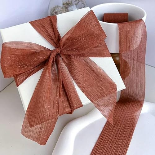 cintas de tela Silbernes funkelndes Garnband Chiffon Hochzeit Faltennetz Helle Seidenfaltenbox Blumenbündelverpackung-18-5 Meter von AYHTUD
