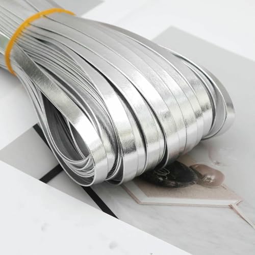 m 0,5/0,8/1/1,5/2/2,5 cm Lederstreifen, universelle Einfassung, DIY-Heimdekoration, Lederschnur, Seil, Kleidung, Nähzubehör, 0,8 cm, Silber, 5 m von AYHTUD