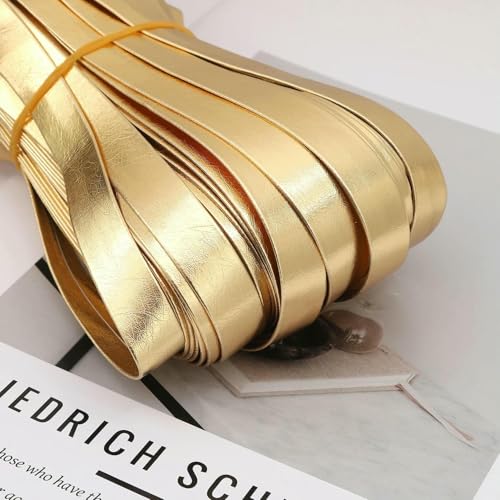 m 0,5/0,8/1/1,5/2/2,5 cm Lederstreifen, universelle Einfassung, DIY-Heimdekoration, Lederschnur, Seil, Kleidung, Nähzubehör, 1,5 cm, Gold, 5 m von AYHTUD