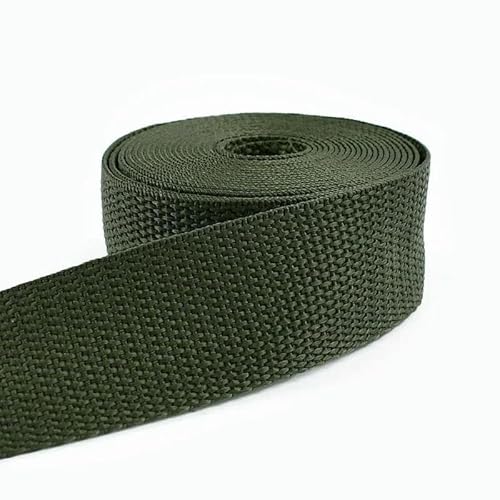 m 20–50 mm Nylon-Gurtbandrolle, meterweise, 1,1 mm dickes Polyesterband zum Nähen von Schlingen, Beschneiden von Schrägbändern, Zubehör – 7 ArmyGreen – 25 mm von AYHTUD