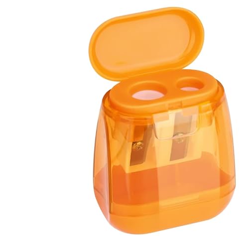 4 Stück Anspitzer, Bleistiftspitzer, Doppelloch, kompatibel mit dicken und dünnen Bleistiften, praktischer Anspitzer, Büro und täglichen Gebrauch (Grün, Blau, Rosa, Orange) von AYHYHLJZJ