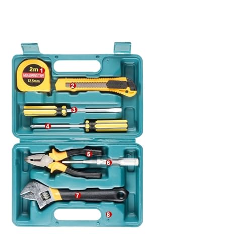 8/9/12/13-teiliges Werkzeugset, allgemeines Haushalts-Handwerkzeugset mit Aufbewahrungskoffer aus Kunststoff for Auto- und Heimreparaturen(8 in 1 Box Blue) von AYJYZHIAG