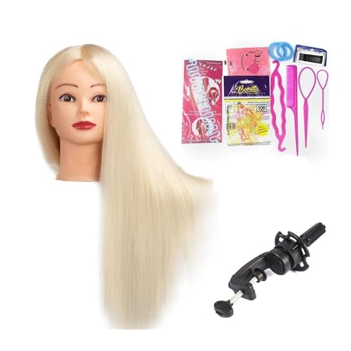 AYJYZHIAG 85 % Echthaar-Mannequinkopf for Haartraining, Styling, professionelle Friseurkosmetik, Puppenkopf for Frisuren(Gold) von AYJYZHIAG