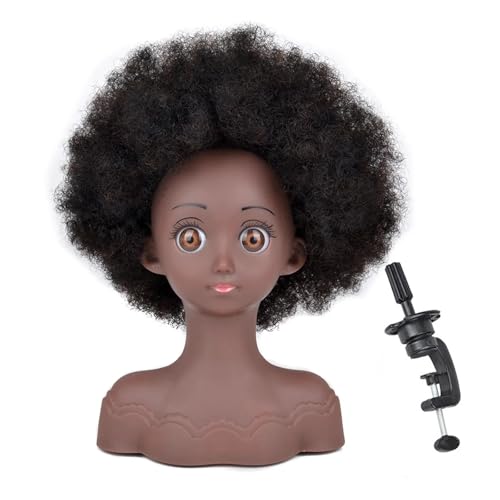 AYJYZHIAG Afro-Mannequinkopf-Modell mit Kunsthaar-Manikinkopf, Styling-Friseur-Trainingskopf, Puppenkopf for Flechten(4) von AYJYZHIAG