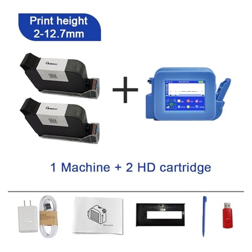 für Text QRCode/Barcode/Chargennummer/Datum/Bild PC13plus 12,7 mm Minidrucker Tragbarer Drucker QR Bar Chargencode Datum Nummer Logo Ablauf Handheld Tintenstrahldrucker Etikett(With 2 HD ink-12.7mm) von AYJYZHIAG