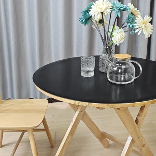 AYLFBFU Rund Plastiktischdecke 65cm - Matt Schwarz Tischfolie 2mm - Abwaschbar Anti-Oil Stain Verschleißfest Tisch Folie Schutz für Balkontisch von AYLFBFU