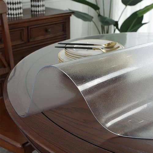 Mattiert Transparent Tischauflage Rund 145cm - Plastik Tischdecken Dicke 1mm - Abwaschbar Anti-Oil Stain Verschleißfest PVC Platte, Gartentischdecke, Matt 1mm Mattiert Transparent Tischauflage Rund 145cm - Plastik Tischdecken Dicke 1mm - Abwaschbar Anti-Oil Stain Verschleißfest PVC Platte, Gartentischdecke, Matt 1mm von AYLFBFU
