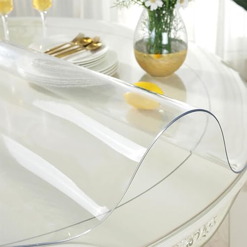 Rund Folie Tisch Transparent 37cm - Plastik Tischdecken Dicke 1.5mm - Wasserdicht Kein Schrumpfen Geruchlos Tablecloth, Outdoor Tischdecke Wetterfest, Durchsichtig 1.5mm von AYLFBFU
