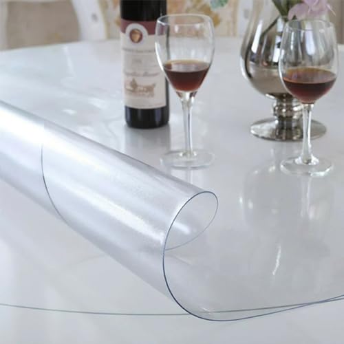 Rund Matt Transparent Folie Für Tisch 54cm - Tischdecke Matt Transparent Nach Maß 2mm - Wasserabweisende Pflegeleicht und Abwischbar Tischauflage, Biertisch Tischdecke, Matt 2mm von AYLFBFU