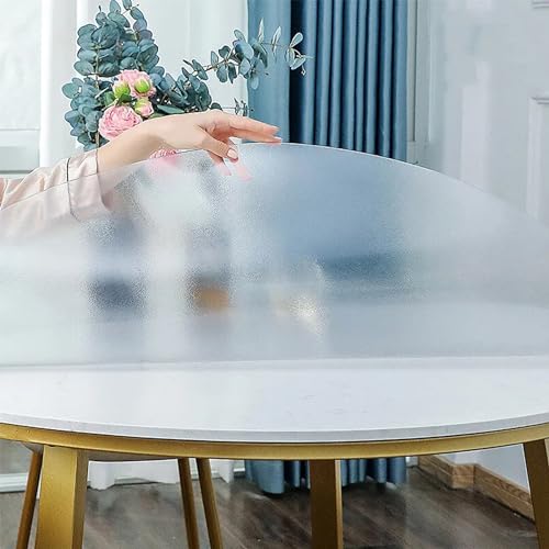 Rund Matt Transparent Tisch Schutzmatte 44cm - Gartentischdecke Rund Nach Maß 1.5mm - Wasserdicht, 65°-Fase, Hautschutz Tischfolie Transparent Rund, Tischdecken für Biertische, Matt 1.5mm von AYLFBFU