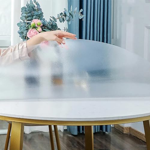 Rund Mattiert Transparent Folie Für Tisch 63cm - Tischdecke Runde Nach Maß 1.5mm - Wasserdicht, 65°-Fase, Hautschutz Tischdecke Outdoor für Holztische, Glastische, Marmortische, Matt 1.5mm von AYLFBFU