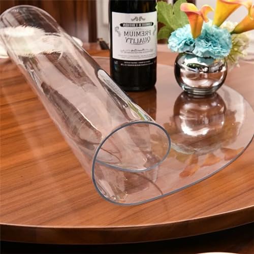 Rund Tischschutzfolie Transparent 68cm - Durchsichtige Tischdecke für Holztisch Nach Maß 2mm - Wasserabweisend rutschfest Abwischbare Schutzfolie für Möbel, Tischdecke Biertisch, Durchsichtig 2mm von AYLFBFU