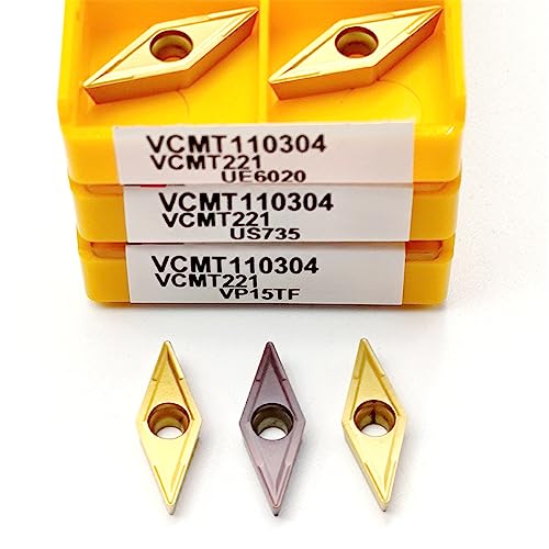AYLFGSMG 10 Stück Hartmetalleinsätze VCMT110304 VP15TF UE6020 US735 CNC-Werkzeug Edelstahl-Drehmaschine VCMT 110304(VCMT11T304 US735) von AYLFGSMG