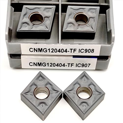 AYLFGSMG 10PCS CNMG120404 TF IC907 IC908 Hohe Qualität Metall Drehen Werkzeuge for Stahl Fräsen Teile CNMG 120404 Drehmaschine CNC Zubehör(CNMG120404 TF IC907) von AYLFGSMG