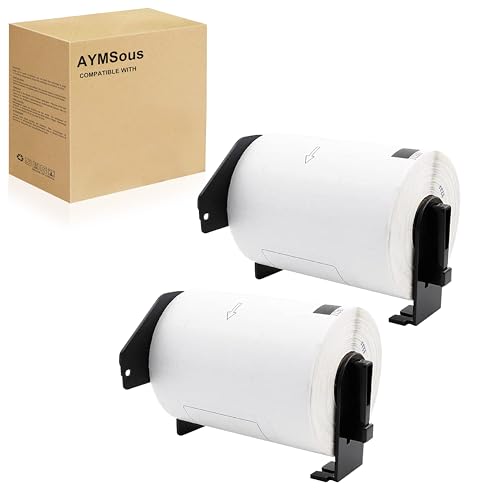 AYMSous Kompatible 2 Pack DK-1247 gestanztes weißes Etikettenpapier (103 mm x 164 mm) mit 2 nachfüllbaren Patronen, Ersatz für Brother DK-1247 für QL-Etikettendrucker (180 Etiketten/Rollen) von AYMSous