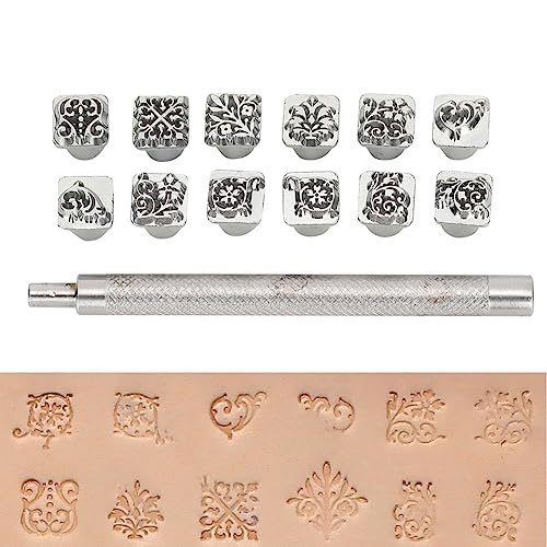12pcs Stempel Punch Stamping Tool, DIY Leder Stanzwerkzeug Tang Dynastie Blumenmuster Pflanze Leder Stampers Sattel Making Tool für Embossing Metall Holz Kunststoff Crafts 12pcs Stempel Punch Stamping Tool, DIY Leder Stanzwerkzeug Tang Dynastie Blumenmuster Pflanze Leder Stampers Sattel Making Tool für Embossing Metall Holz Kunststoff Crafts von AYNEFY