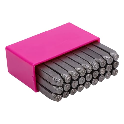 AYNEFY 3 Mm Metallstempelwerkzeugset 3mm Buchstabe Punch Set 3mm Stahlmarken für Schmuck Herstellung von Crafting Lederholz mit Kohlenstoffstahlplastikbox (Großbuchstaben) von AYNEFY