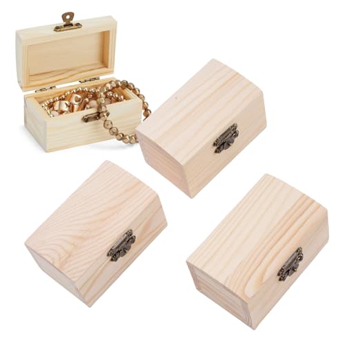 AYNEFY 3 Stück Unfertige Holzschatzkiste Kleine Holzschmuckorganizer für Ring Armband Kleinigkeit, Robustes Scharnier und Schloss, Langlebige Bastelbox mit Spaßdekoration, Geeignet Zur AYNEFY 3 Stück Unfertige Holzschatzkiste Kleine Holzschmuckorganizer für Ring Armband Kleinigkeit, Robustes Scharnier und Schloss, Langlebige Bastelbox mit Spaßdekoration, Geeignet Zur von AYNEFY