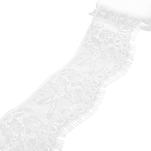 AYNEFY Blumenspitzen Ribbon Trimm 270 Cm X 9,5 Cm Nylon Spitze Stoff für Hochzeitsdekorationen DIY -Kunsthandwerk mit Blumenmuster Weiche Breite Spitzenverkleidung (WHITE) von AYNEFY