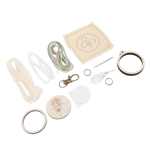 AYNEFY Holzstickstärke -Schlüsselbund -Set, Mini Stickerei Hoop Kit mit Faden, Einfaches Handwerk für Taschen, Schlüssel und Telefone von AYNEFY
