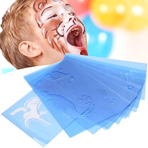 Gesichtsmalschablone, 12 Stück Wiederverwendbare Tattoo-Malschablone PET-Zeichnungs-Malschablonen-Vorlagen Körperkunst-Blumen-Gesichts-Make-up-Design-Tools für Kinder Künstler Gesichtsmalschablone, 12 Stück Wiederverwendbare Tattoo-Malschablone PET-Zeichnungs-Malschablonen-Vorlagen Körperkunst-Blumen-Gesichts-Make-up-Design-Tools für Kinder Künstler von AYNEFY