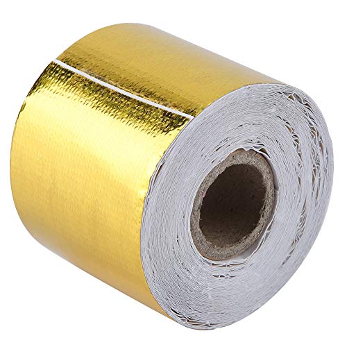 Klebeband 1 Rolle 9m 10m Goldenes Auto-Aluminiumfolie-Klebeband, Reflektierendes Hitzeschild-Wickelband Hitzeschildfolie Hitzeschildband Auto Hitzebest?Ndige (Golden 10M*5Cm) von AYNEFY