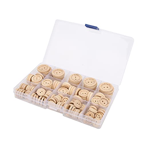 Nähknöpfe, 140 Stück, Holzknöpfe, Wasserfest und Langlebig, 3 Verschiedene Größen mit Aufbewahrungsbox für -Handwerk, für, Kleidung, Dekoration Nähknöpfe, 140 Stück, Holzknöpfe, Wasserfest und Langlebig, 3 Verschiedene Größen mit Aufbewahrungsbox für -Handwerk, für, Kleidung, Dekoration von AYNEFY